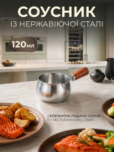 Ковшик для подачі соусу TESLYAR нержавіюча сталь 120 мл срібло