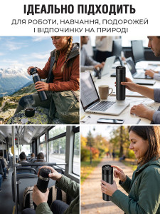 Термос с датчиком температуры и ситечком TESLYAR 400 мл Черный 