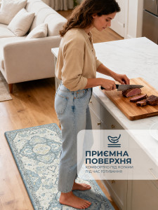 Набор из двух ковриков для кухни 50х80 и 50х150 см персидский принт голубой