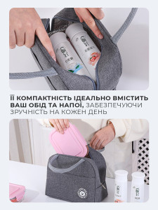 Термосумка-холодильник портативная дорожная для еды и бутылок 23х19.5х12.5 см Серая