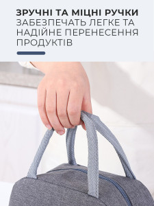 Термосумка-холодильник портативная дорожная для еды и бутылок 23х19.5х12.5 см Серая