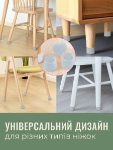 Накладки силиконовые на ножки стула 4 штуки 3х3х4 см Серые