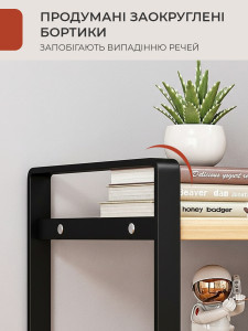 Полка стеллаж 3 яруса для книг или посуды в стиле Loft TESLYAR 40х20х36 см Черный металл/Дерево