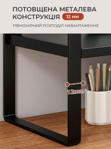 Полка стеллаж 3 яруса для книг или посуды в стиле Loft TESLYAR 40х20х36 см Металл/Дерево Черная