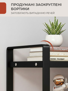 Полка стеллаж 3 яруса для книг или посуды в стиле Loft TESLYAR 40х20х36 см Металл/Дерево Черная