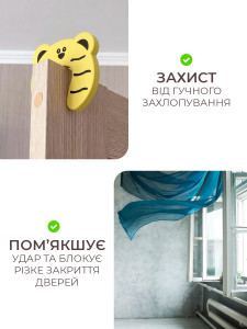Стоппор для дверей мягкий Тигрик (комплект 4 шт) TESLYAR 9.8х6.5х1 см желтый
