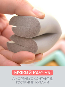 Защитные накладки на углы мебели L-образные (комплект 4 шт) TESLYAR каучуковые 5.5×2.3 см серые