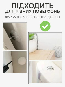 Дверные буферы самоклеящиеся (комплект 8 шт) для защиты стен от ударов ручек TESLYAR резиновые 5х1.3 см белые