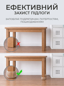 Защитные накладки на ножки стульев (комплект 4 шт) круглые ТESLYAR силиконовые на 3,7–4,2 см прозрачные