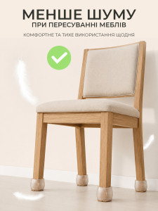 Защитные накладки на ножки стульев (комплект 4 шт) круглые ТESLYAR силиконовые на 3,7–4,2 см прозрачные