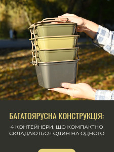 Портативный ланч бокс-органайзер 4в1 с гибкой ручкой полипропилен/полиэтилен 25,5х19,1х16,1 см зеленый