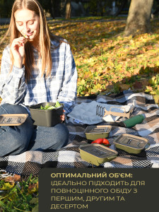 Портативный ланч бокс-органайзер 4в1 с гибкой ручкой полипропилен/полиэтилен 25,5х19,1х16,1 см зеленый
