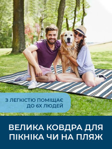 Коврик каремат для пикника туристический водонепроницаемый Акрил/Peva 200х200 см Синий в полоску