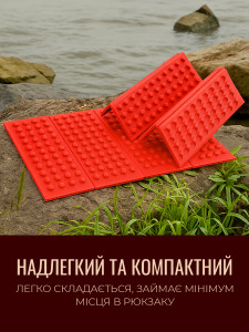 Коврик туристический водонепроницаемый из сшитого пенополиэтилена 38,5х27,5х1,1 см красный