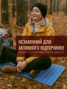 Коврик туристический водонепроницаемый из сшитого пенополиэтилена 38,5х27,5х1,1 см голубой