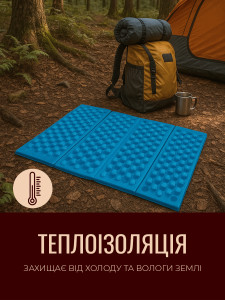 Коврик туристический водонепроницаемый из сшитого пенополиэтилена 38,5х27,5х1,1 см голубой