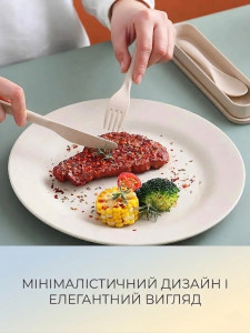 Набор столовых приборов в дорожном футляре 3в1 Yartes Эко-полимер 21.5х5.7 см Бежевый