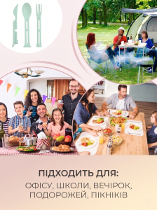Портативний набір столових приборів 3-в-1 Ложка, Виделка, Ніж Yartes Зелений