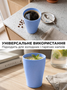 Стакани для напоїв багаторазові (набір 4 шт) для дому та подорожей 200 мл Блакитні