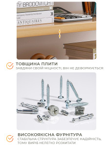 Полка для книг или посуды настольная Дерево/Металл 40х20х18 см коричневая с белыми ножками