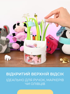 Подставка-органайзер для канцелярии и аксессуаров с ящиками и наклейками пластиковая 11х11 см Белая