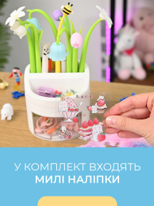 Подставка-органайзер для канцелярии и аксессуаров с ящиками и наклейками пластиковая 11х11 см Белая