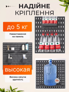 Пегборд настенный органайзер 19х22 см (без комплектующих) перфорированный Yartes для кухни, ванны, офиса Черный