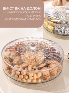 Ваза-конфетница с крышкой для сладостей круглая пластиковая 28,5х12 см прозрачная