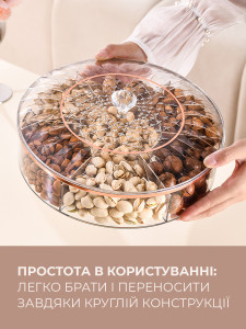 Ваза-конфетница с крышкой для сладостей круглая пластиковая 28,5х12 см прозрачная