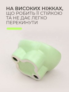 Миска для кошек и собак на подставке защита шейного позвонка керамическая 13.5х9 см Зеленая