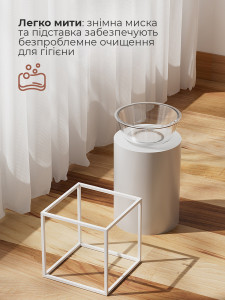 Миска для кошек и собак на подставке в форме куба Стекло/Металл 15х15х15 см Прозрачная/Белая