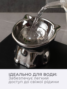 Миска высокая для кошек и собак на ножке-подставке керамическая 13,5х10 см Золотистая