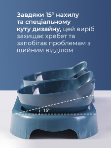 Двойная миска с поилкой для кошек и собак на подставке Пластик 40х22 см Синяя