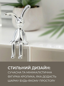Декоративная фигурка Зайка сидячая из пластика 4,5х8,5 см серебристая