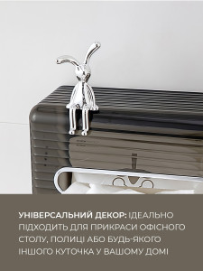 Декоративная фигурка Зайка сидячая из пластика 4,5х8,5 см серебристая