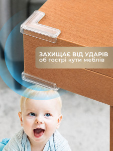 Накладки на кути 4 штуки cиліконові 4.2х4.2х0.5 см прозорі