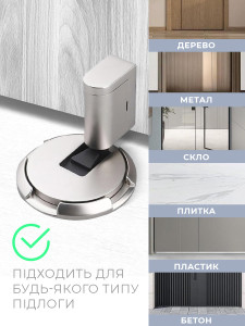 Стоппор-держатель для дверей Клик-система на клейкой основе или шурупах Нержавеющая сталь 6х1,5х4х3х2 см Хром