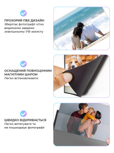 Магнитная фоторамка для фото 10x15 см из УФ-пленки черная
