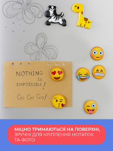 Магниты на холодильник Emoji 12 штук 3х3 см разноцветные