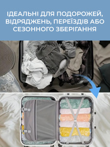 Вакуумний пакет для одягу та речей багаторазовий Поліетилен 40х60 см Прозоро-блакитний