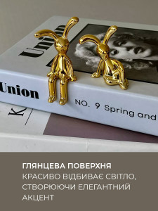 Декоративная фигурка Зайка сидячая из пластика 4,5х8,5 см золотистая