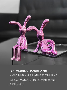 Декоративная фигурка Зайка сидячая из пластика 4,5х8,5 см розовая