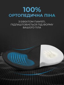 Ортопедична подушка для сидіння автомобіля або офісного крісла TESLYAR 44х23.5х9.5 см Чорна