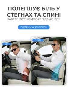 Подушка автомобільна Dreamer Car з ефектом пам'яті TESLYAR з піни 48х41х7 см чорна