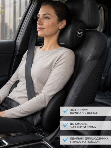Набір подушок для спини та шиї в машину ортопедичні TESLYAR, Memory Foam чорний