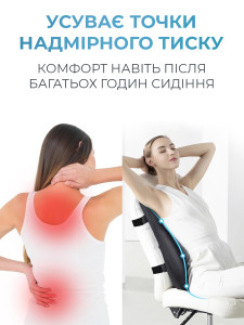 Ортопедична подушка для спини та підтримки хребта TESLYAR 64х44 см Чорна