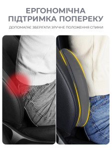Ортопедична подушка для спини та підтримки попереку Lofty Aim TESLYAR з ефектом пам'яті, 42.9х31х10.2 см сіро-чорна