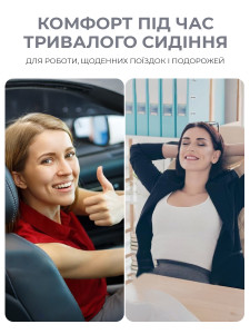 Ортопедична подушка для спини та підтримки попереку Lofty Aim TESLYAR з ефектом пам'яті, 42.9х31х10.2 см сіро-чорна
