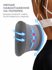 Ортопедична подушка для спини та підтримки попереку Lofty Aim TESLYAR з ефектом пам'яті, 42.9х31х10.2 см сіро-чорна