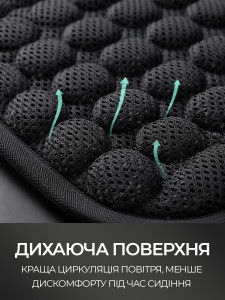 Подушка автомобільна Ergo Drive TESLYAR з охолоджуючим ефектом, гелева 39х41 см чорна